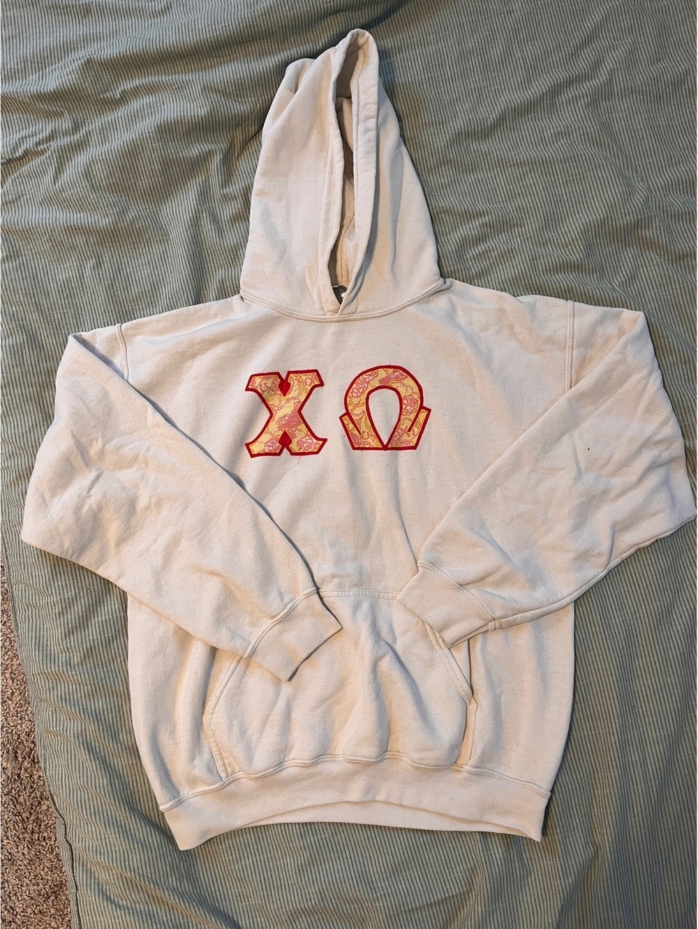 Gildan Heavy Blend White Hoodie with Custom Greek Letters